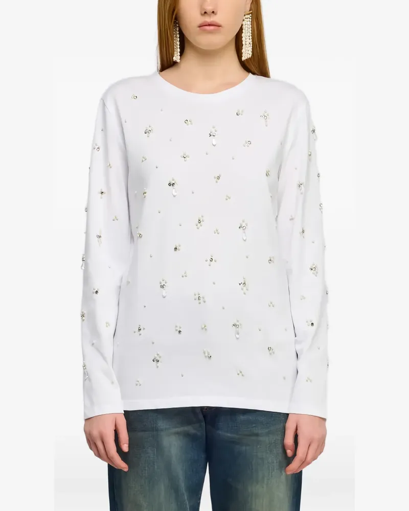 Semicouture Verziertes Amber Langarmshirt - Weiß Weiß