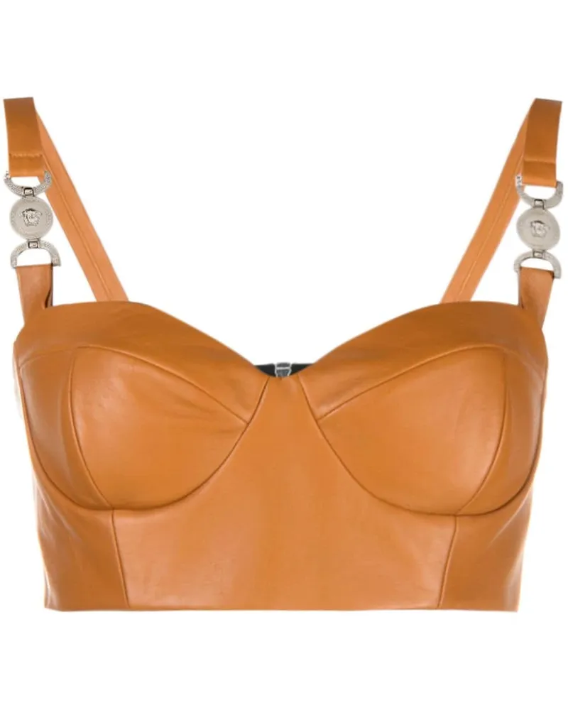 Versace Medusa 95 Bustier-Top aus Leder - Orange Orange
