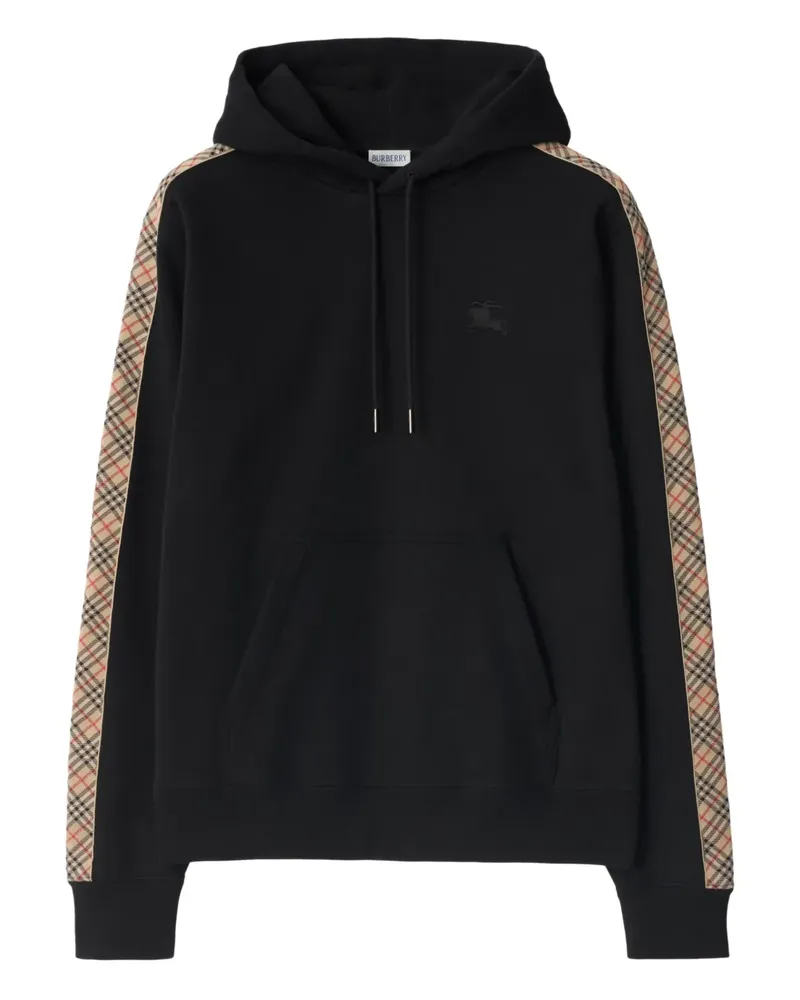 Burberry Hoodie mit kariertem Besatz - Schwarz Schwarz