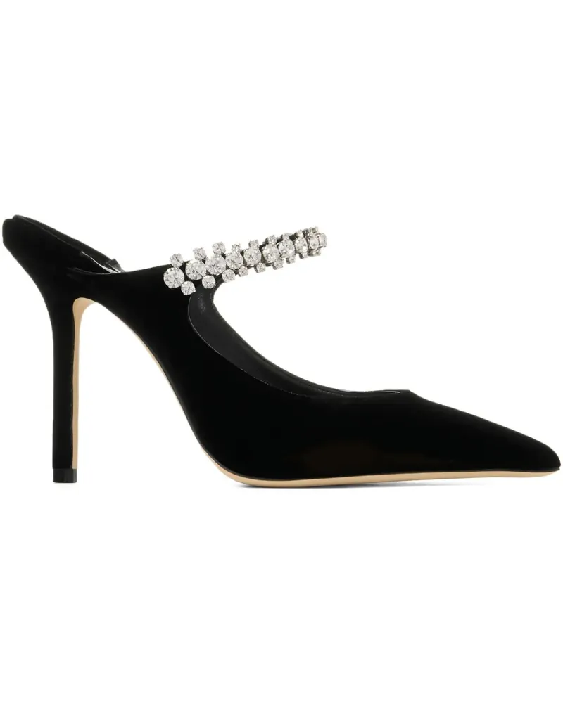 Jimmy Choo Mules mit Kristallen 100mm - Schwarz Schwarz