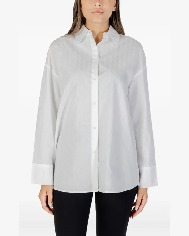 Armani Exchange logo-jacquard long-sleeve shirt - Weiß Weiß