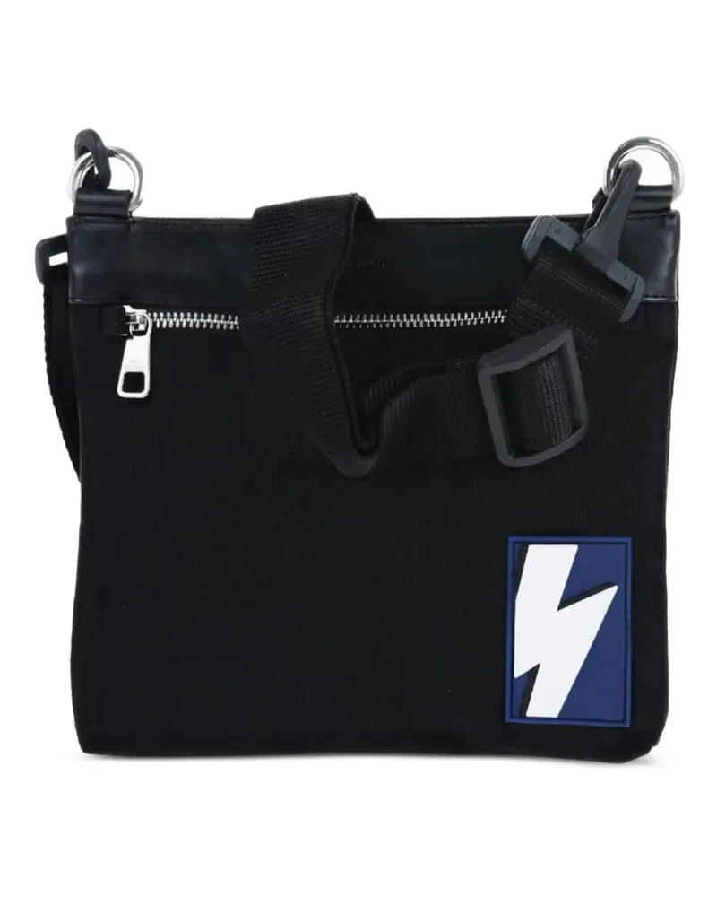 Neil Barrett Schultertasche mit Logo-Patch - Schwarz Schwarz