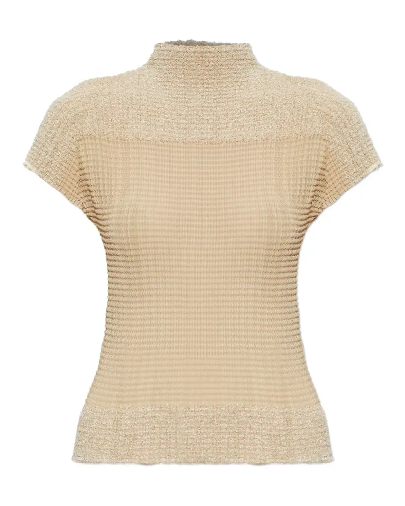 Issey Miyake pleated bouclé-knit top - Nude Nude