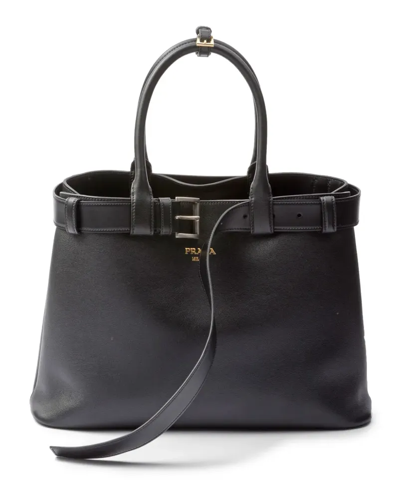 Prada Großer Tote Bag mit Schnalle - Schwarz Schwarz