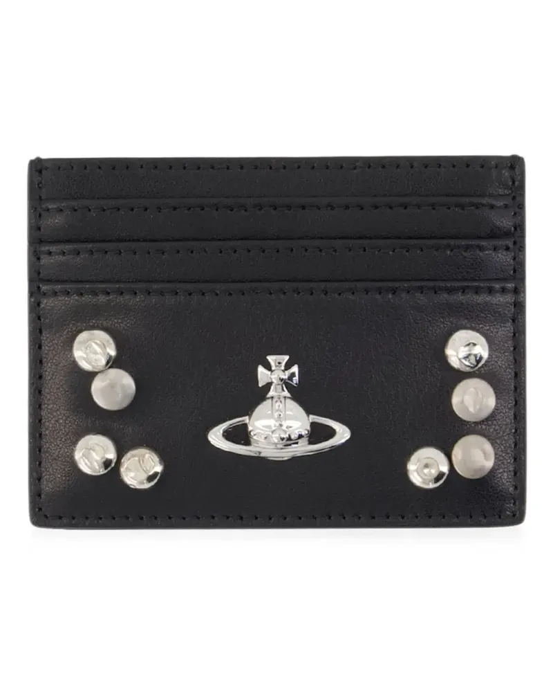 Vivienne Westwood Orb-plaque studded card holder - Schwarz Schwarz