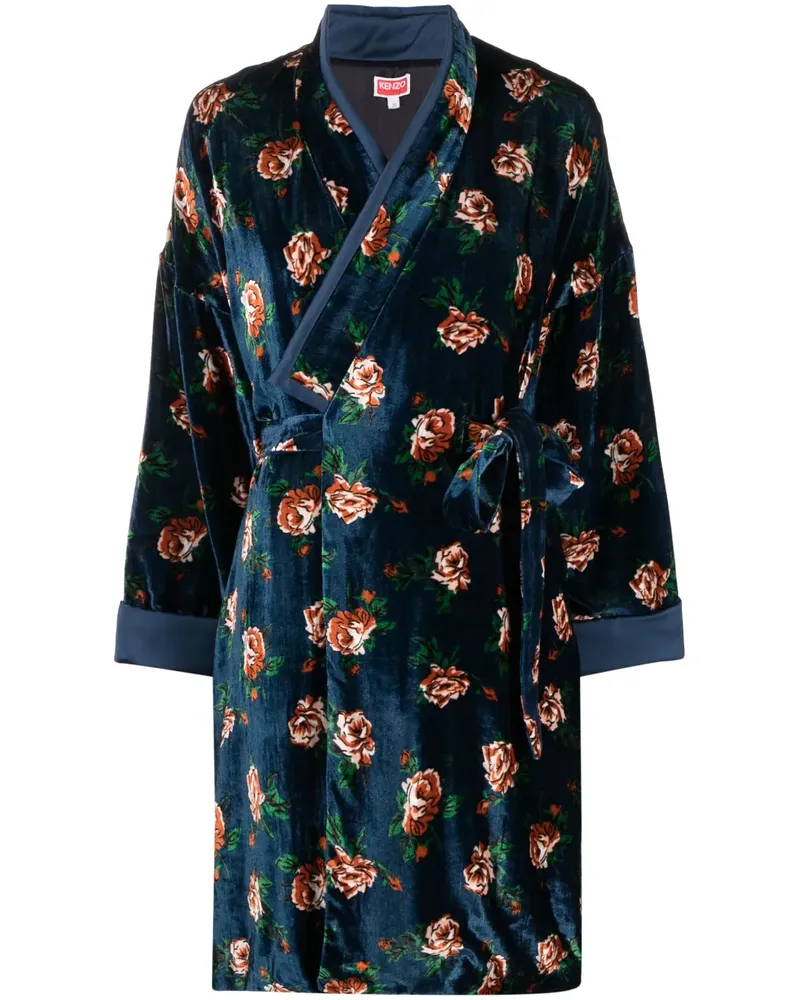 Kenzo Mantel mit Rosen-Print - Blau Blau
