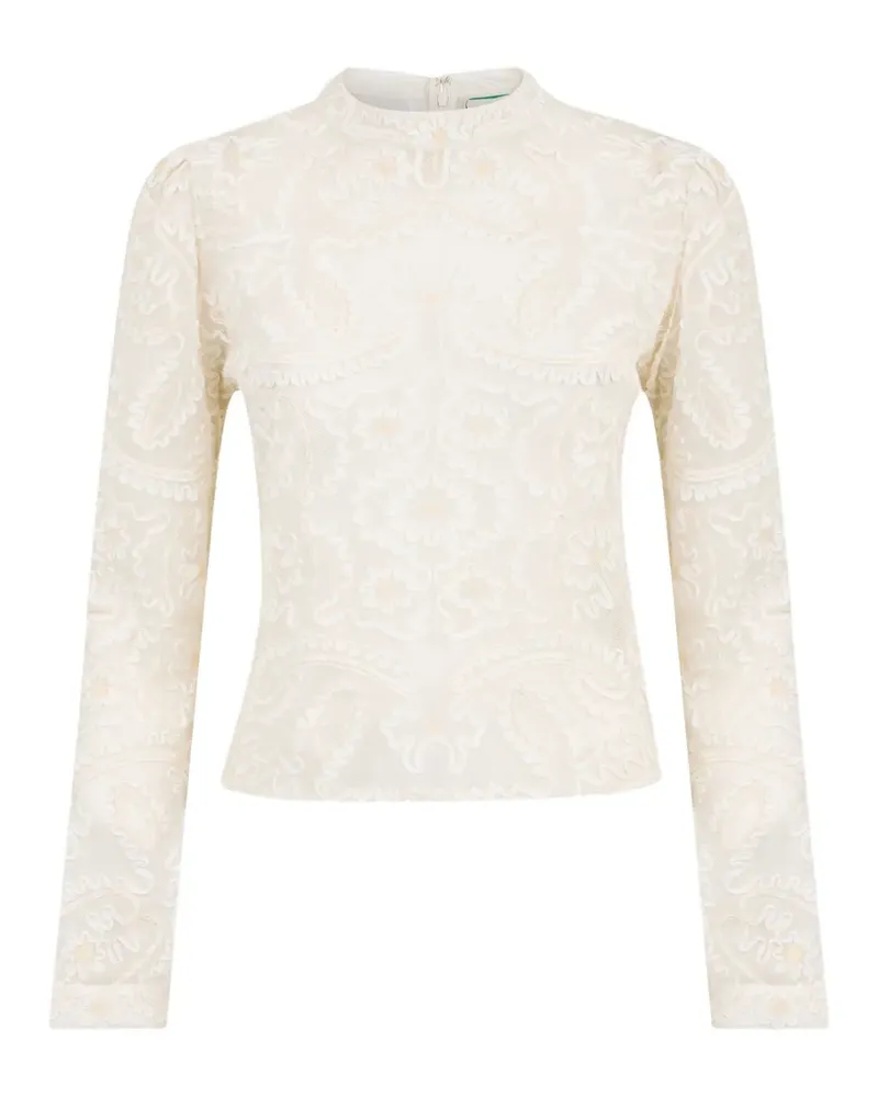 FARM Rio Bestickte Bluse mit rundem Ausschnitt - Nude Nude