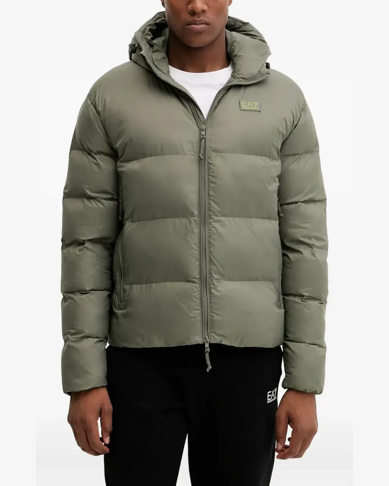 EA7 Kapuzenjacke mit Logo-Patch - Grün Grün