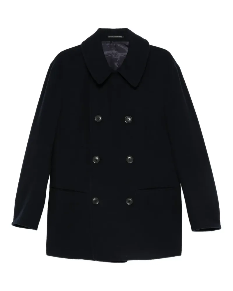 Yohji Yamamoto Doppelreihiger Mantel - Schwarz Schwarz