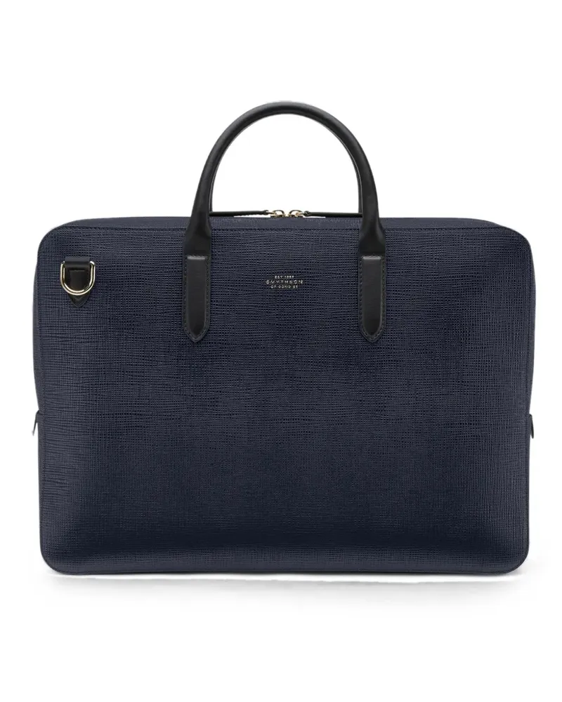 Smythson Schmale Panama Aktentasche - Blau Blau