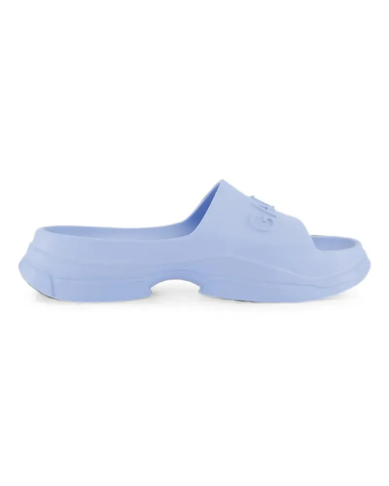 Ganni logo-embossed pool slides - Blau Blau