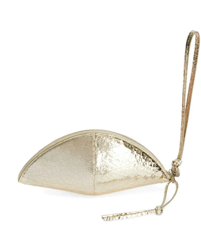 Jil Sander Crackled Curve Clutch - Gold Gold