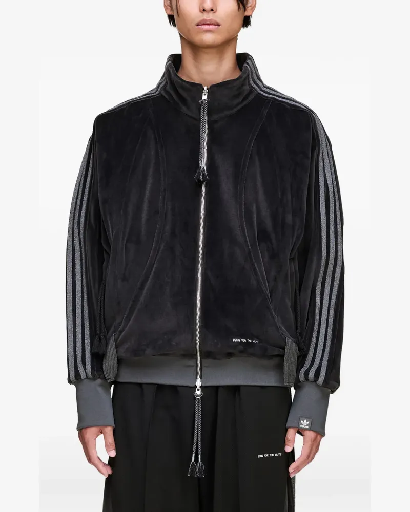 Song For The Mute three-stripes velvet jacket - Schwarz Schwarz