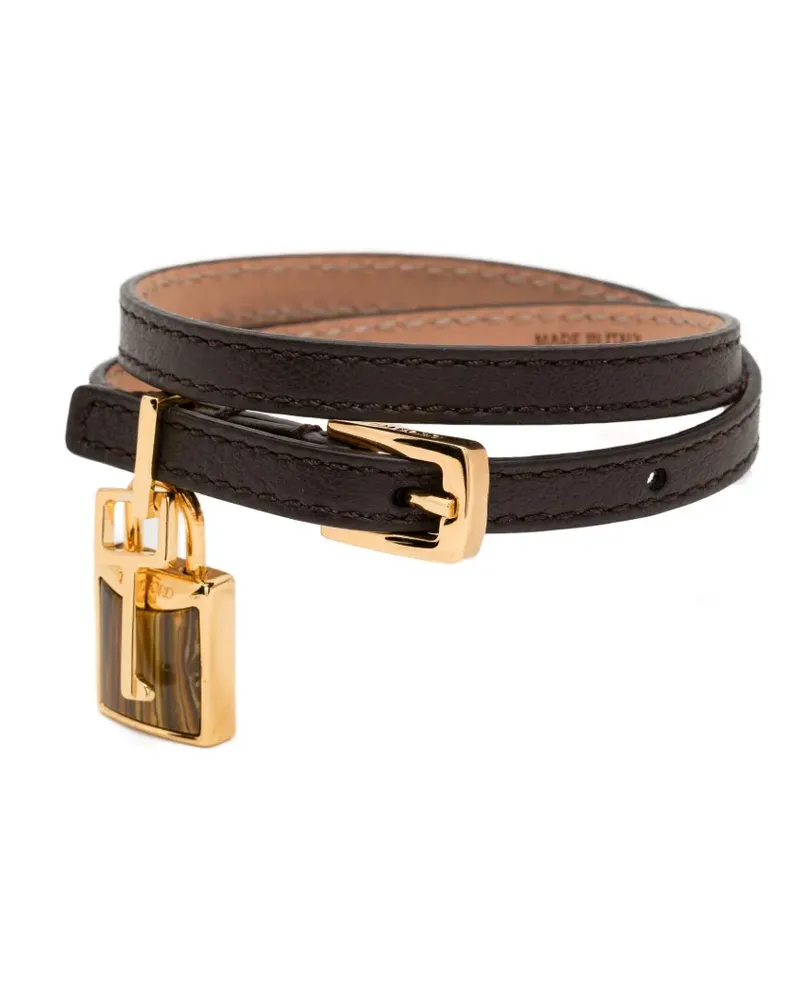 Tom Ford Armband mit Schloss-Anhänger - Braun Braun