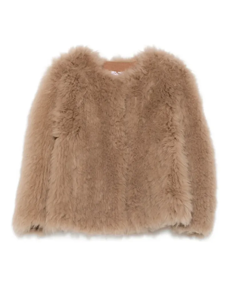 Liska Langärmelige Jacke aus Ziegenfell - Nude Nude