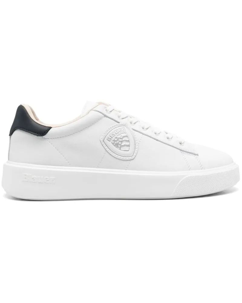 Blauer Lea Buck Sneakers Weiß