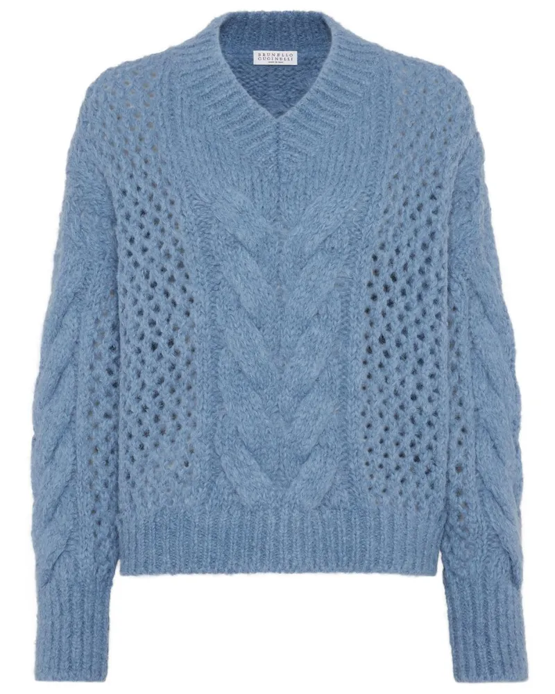 Brunello Cucinelli Pullover mit Zopfmuster - Blau Blau