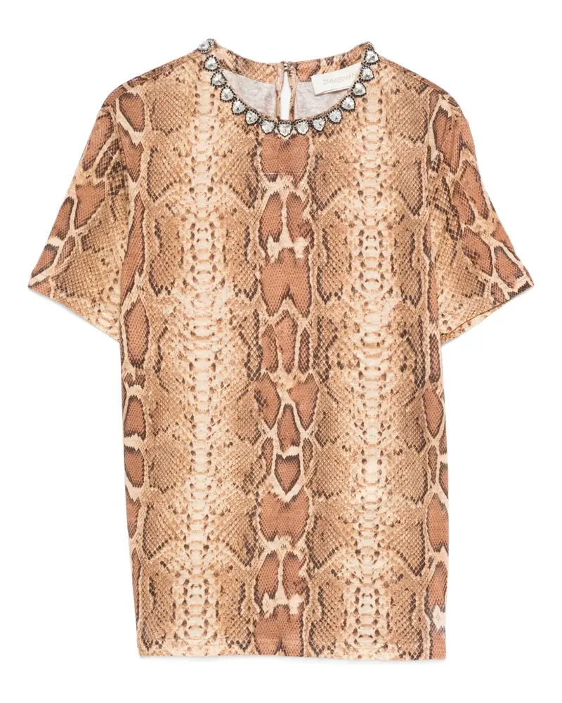 Zimmermann T-Shirt mit verziertem Schlangen-Print - Nude Nude