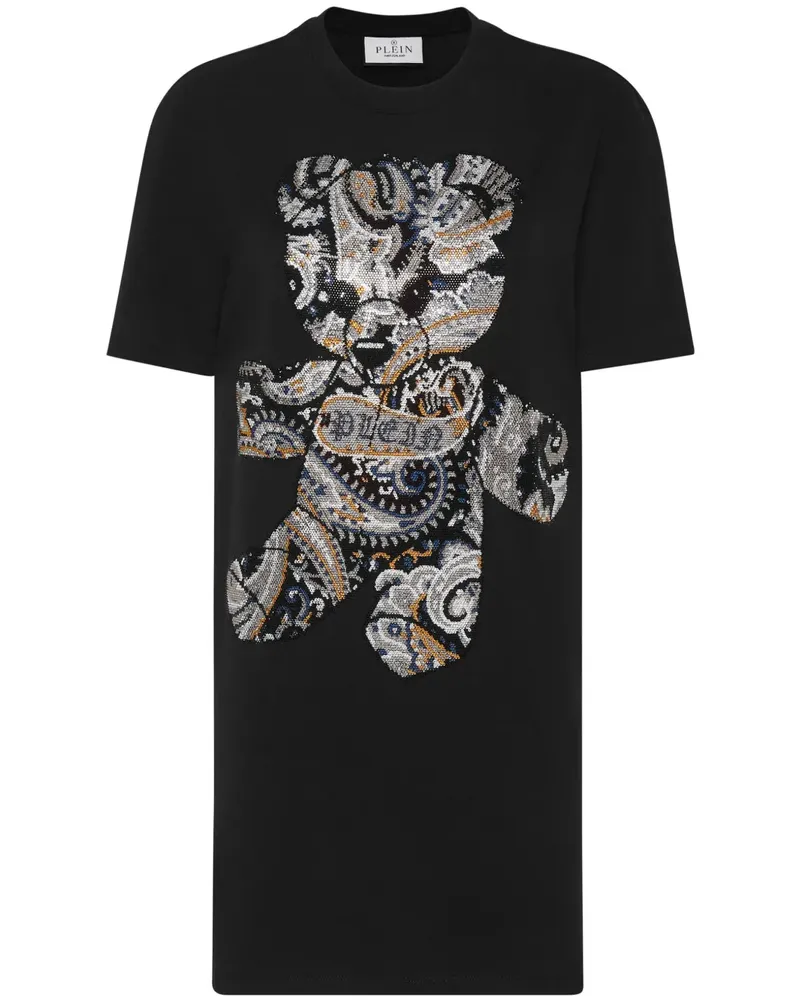 Philipp Plein Minikleid mit Teddy-Print - Schwarz Schwarz