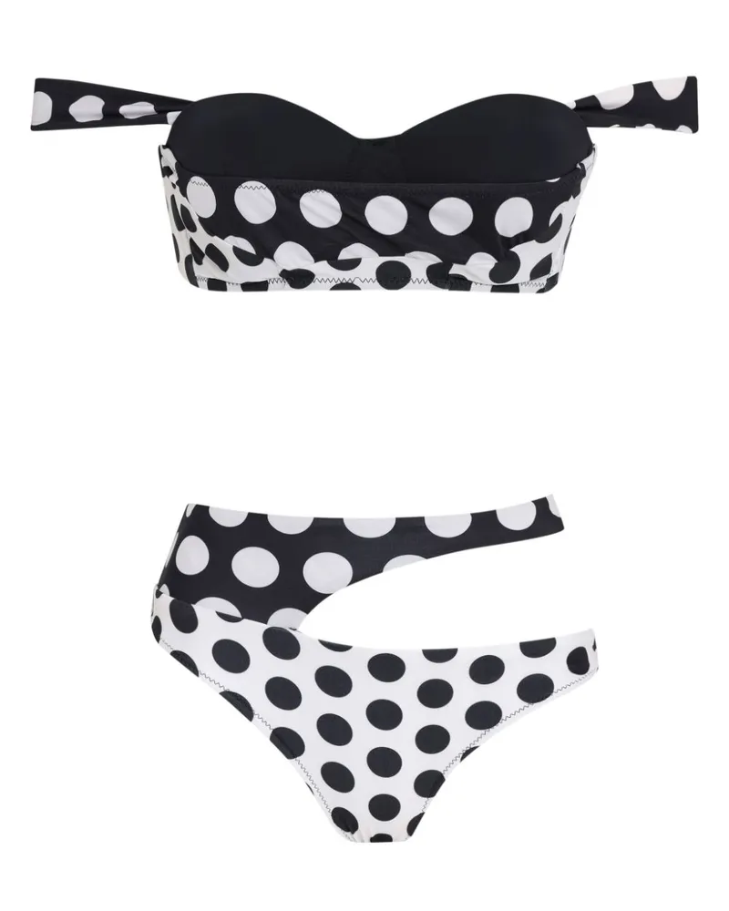 Amir Slama Bikini mit Polka Dots - Schwarz Schwarz