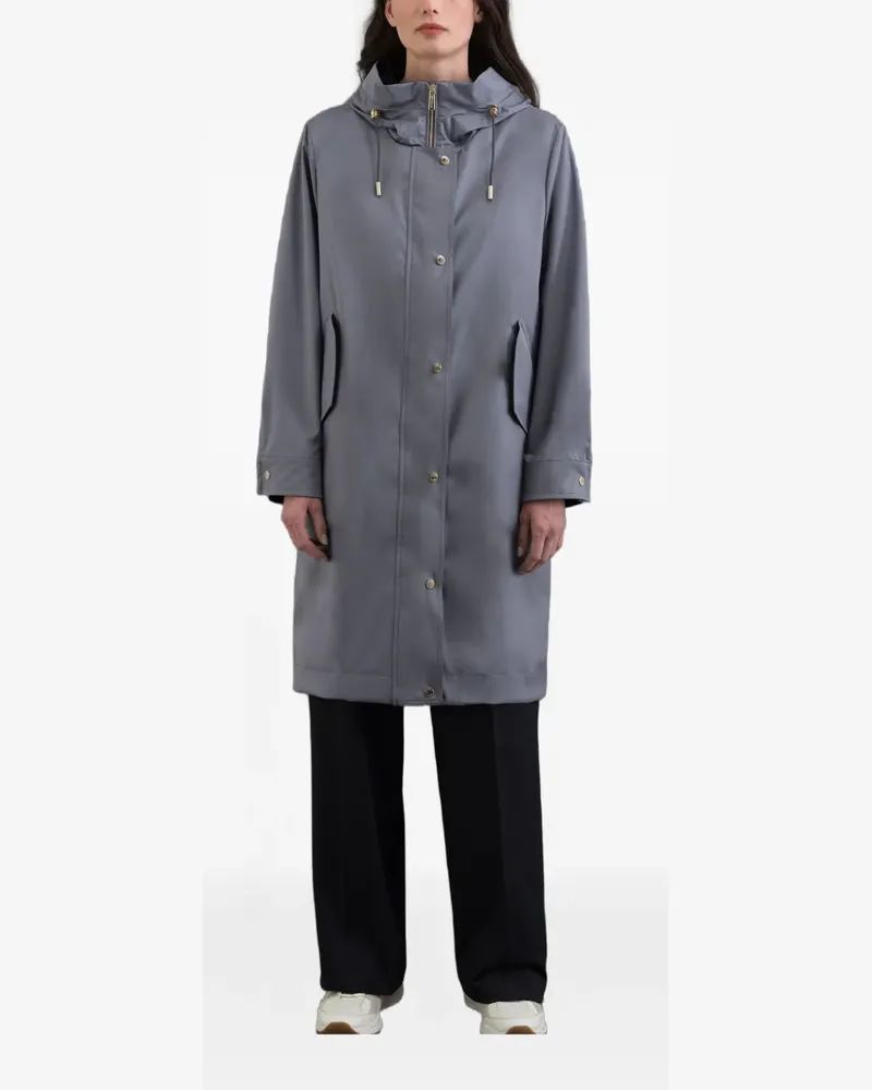 MOORER Molly hooded gabardine coat - Blau Blau