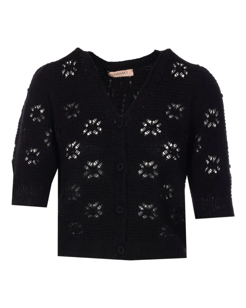 Twin-Set Cardigan mit V-Ausschnitt - Schwarz Schwarz