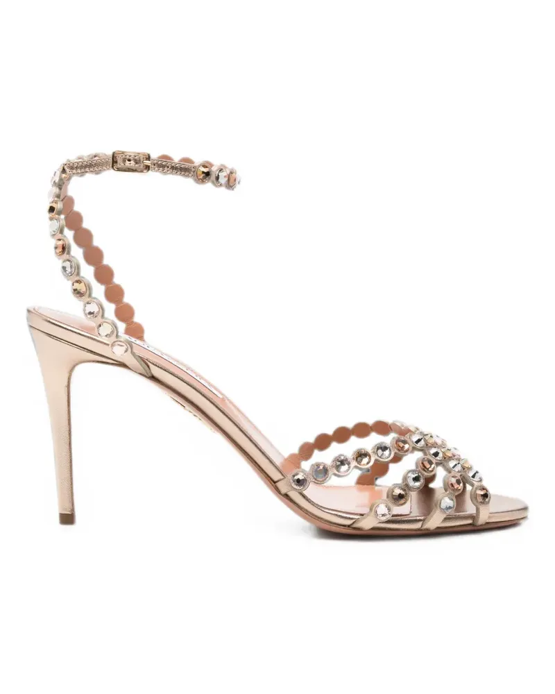 Aquazzura Tequila crystal-embellished heeled sandals - Gold Gold