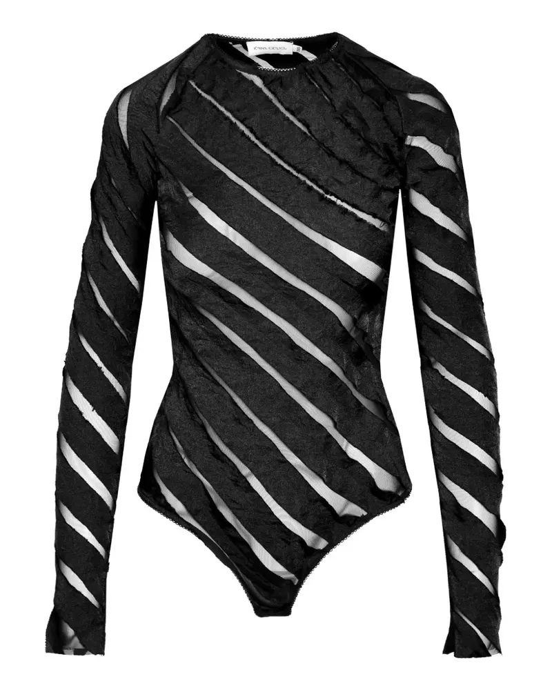 Ioana Ciolacu spiral sheer-panel bodysuit - Schwarz Schwarz