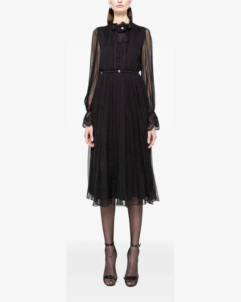 NISSA Seiden-Midikleid mit Kristallen - Schwarz Schwarz