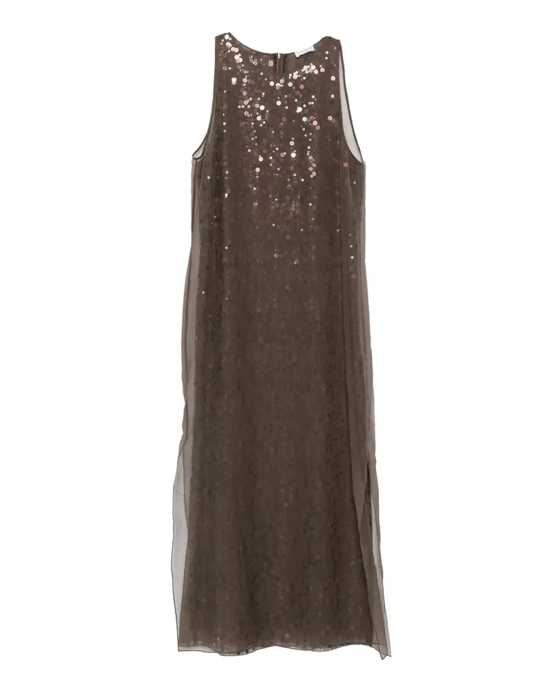Brunello Cucinelli sequin-embellished sleeveless midi dress - Braun Braun