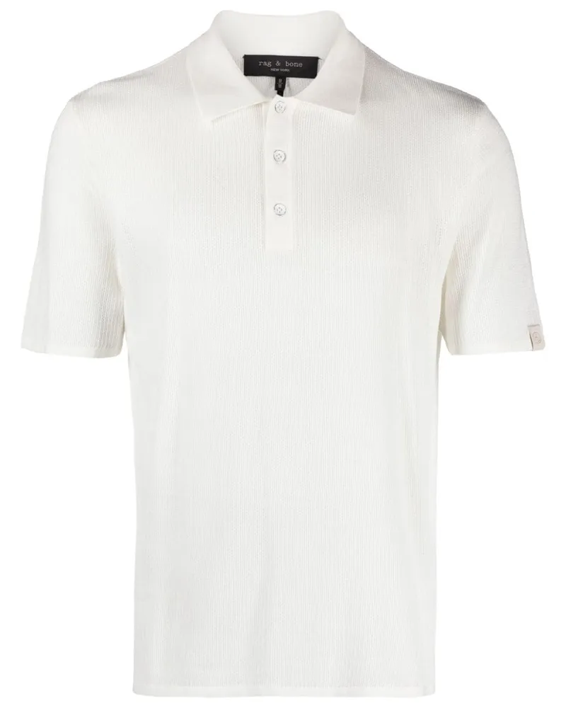 Rag & Bone Harvey Poloshirt aus geripptem Strick Weiß