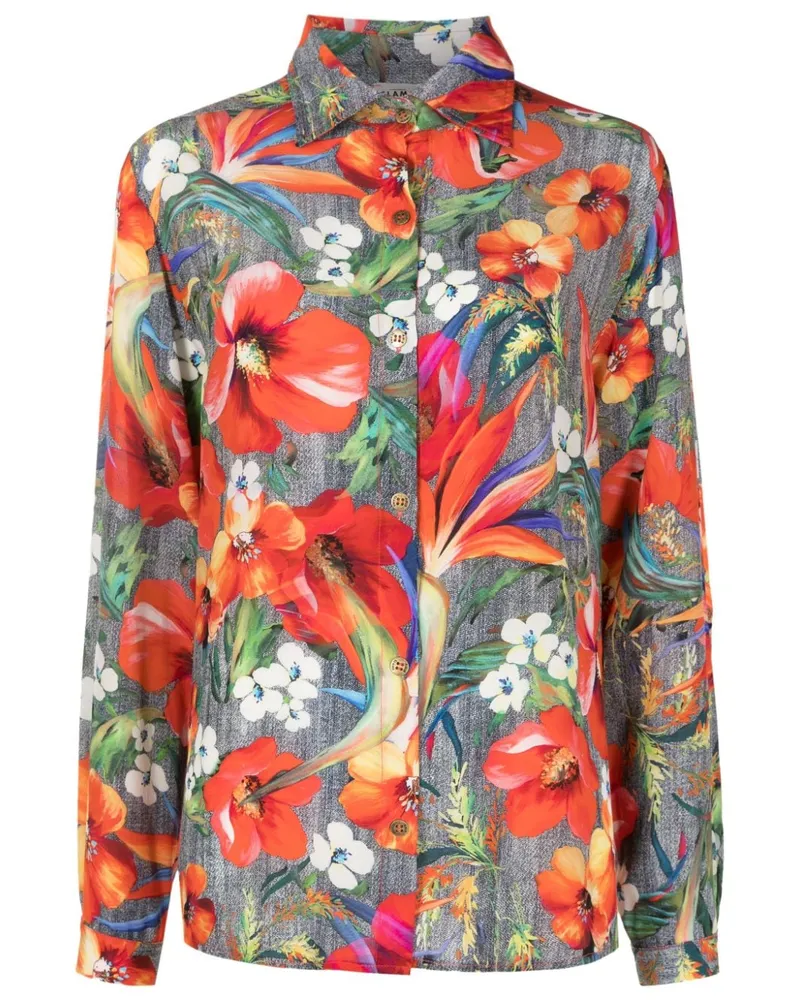Amir Slama Seidenhemd mit Blumen-Print - Mehrfarbig Mehrfarbig