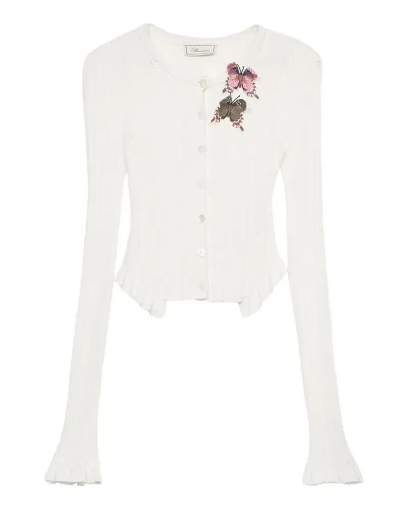 Blumarine Cardigan mit Rüschen - Weiß Weiß