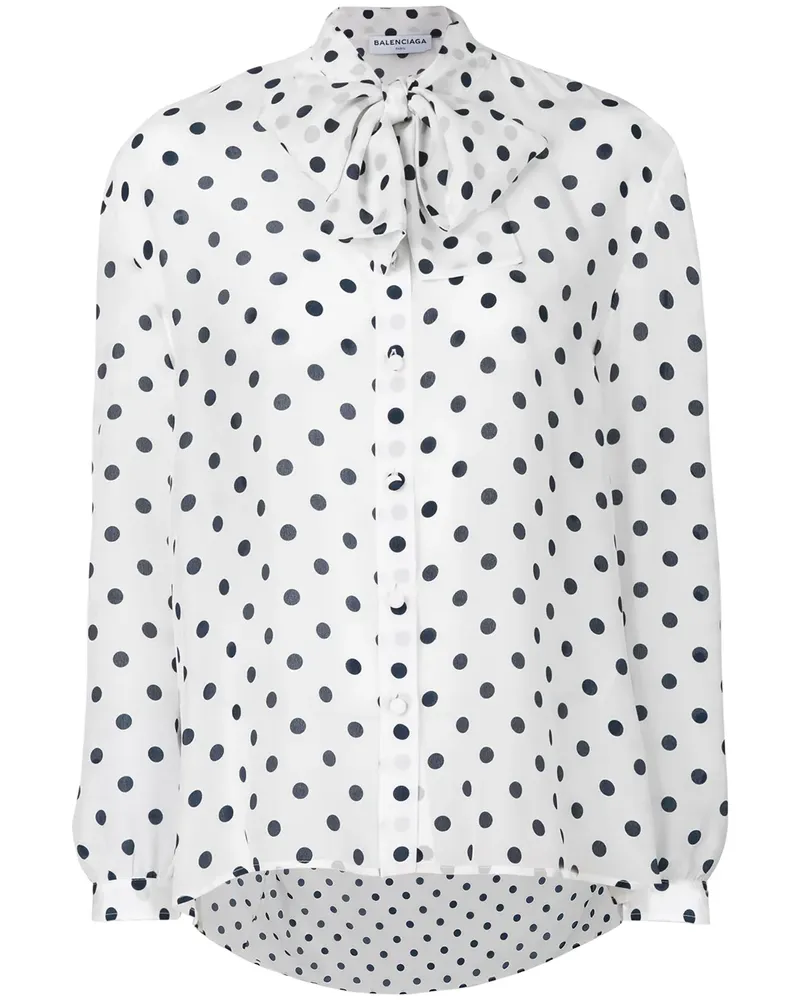 Balenciaga Gepunktete Seidenbluse - Weiß Weiß