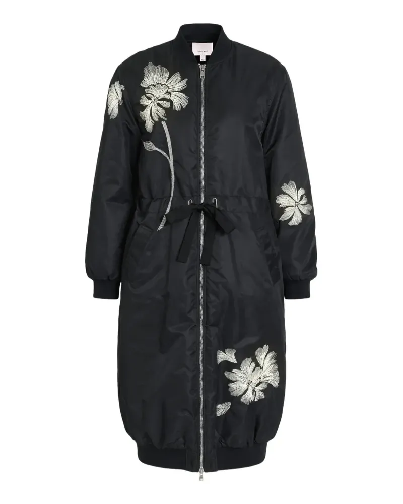 Cinq à Sept Celestina floral-embroidered coat - Schwarz Schwarz