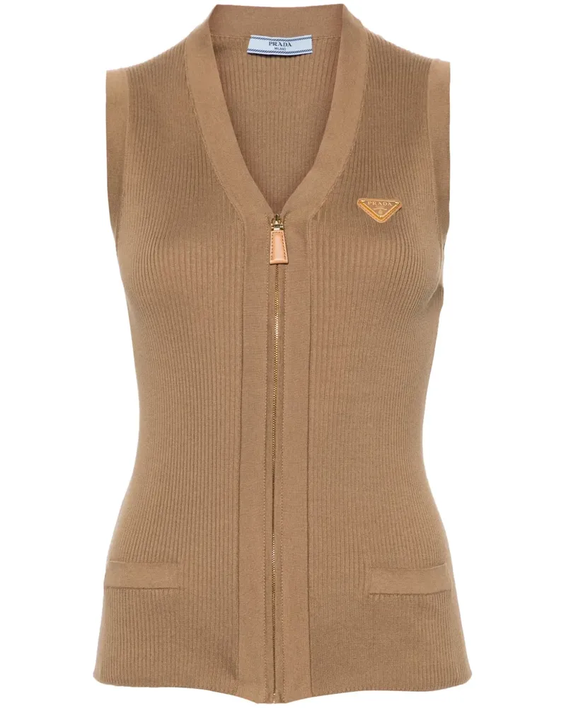 Prada Weste mit Triangel-Logo - Braun Braun