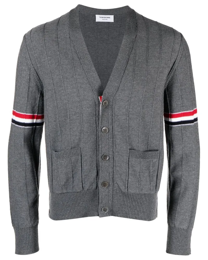 Thom Browne Cardigan mit RWB-Streifen - Grau Grau