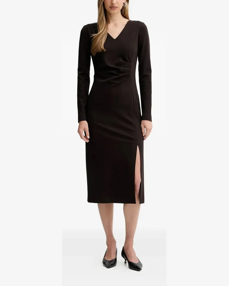 Liviana Conti Filippa Midikleid mit V-Ausschnitt - Braun Braun