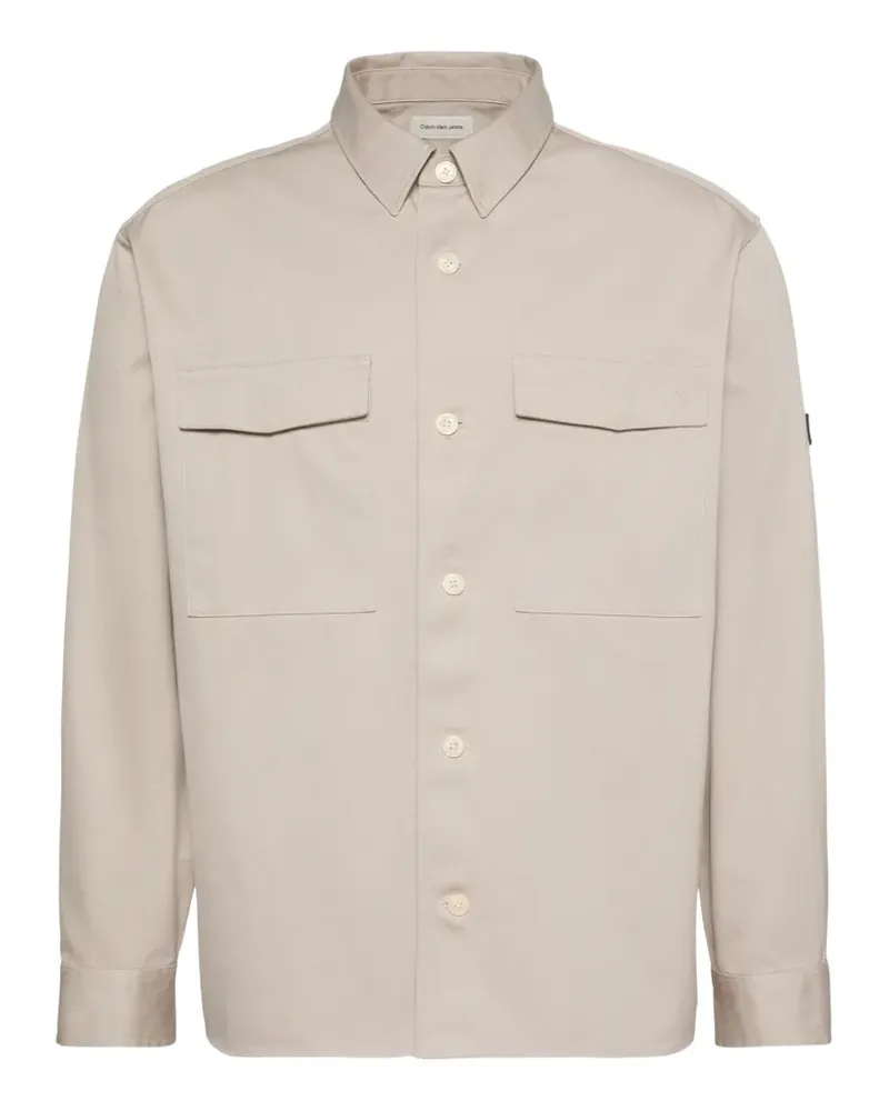 Calvin Klein button-up chest-pocket overshirt - Nude Nude