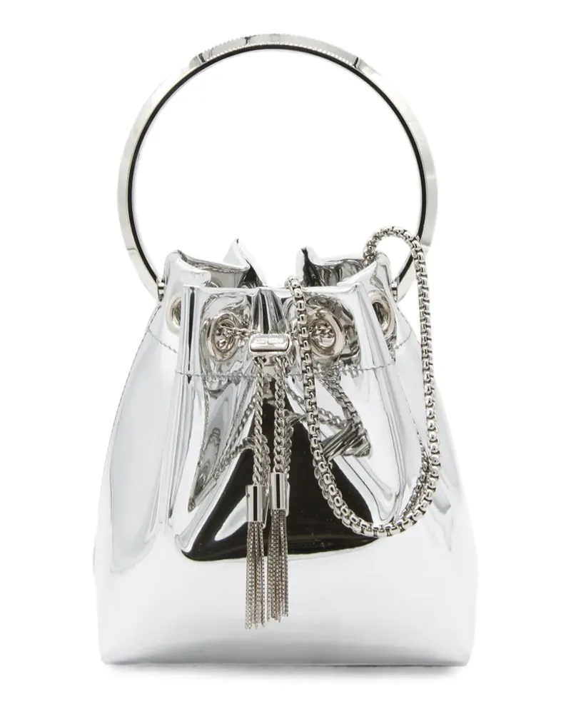 Jimmy Choo mini Bon Bon metallic-effect bucket bag - Silber Silber