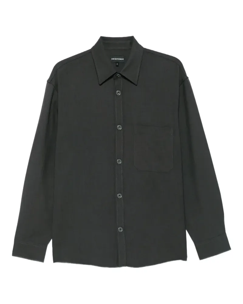 Emporio Armani Hemd mit Logo-Patch - Grau Grau