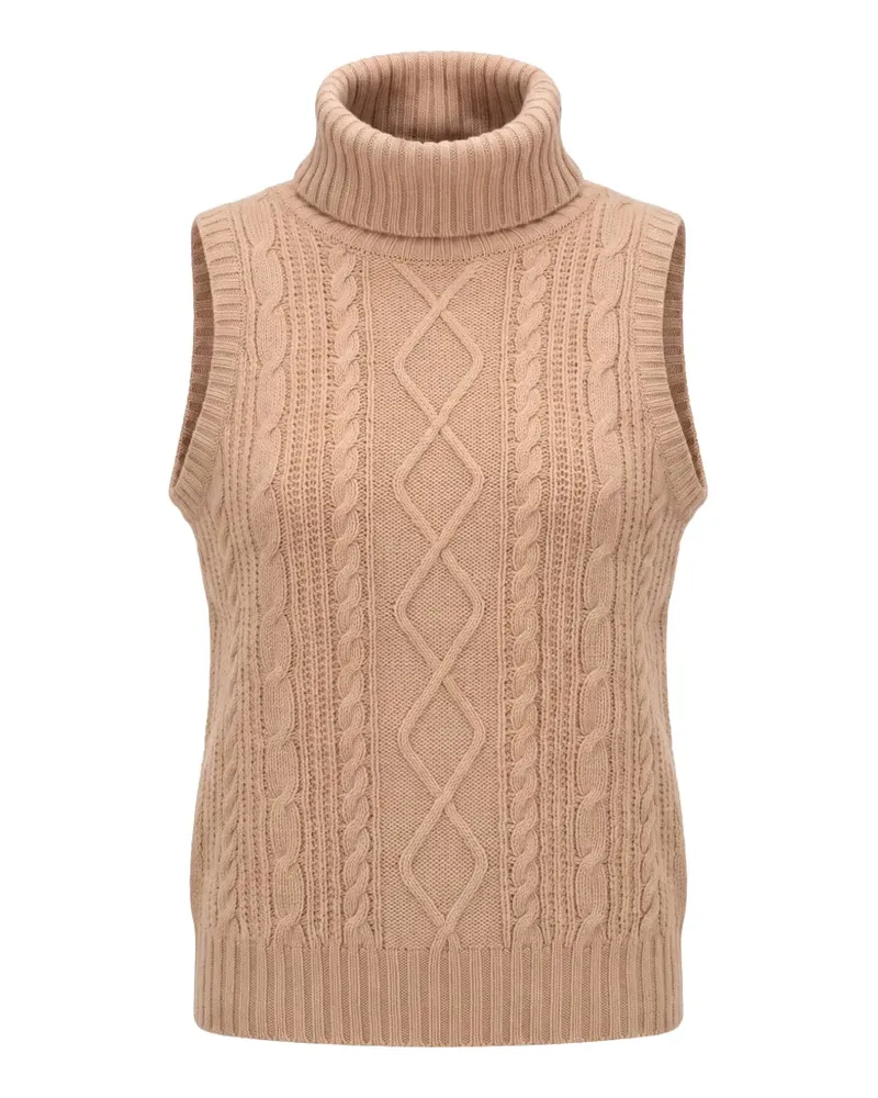 Kristina Ti Rollkragenpullover mit Zopfmuster - Nude Nude