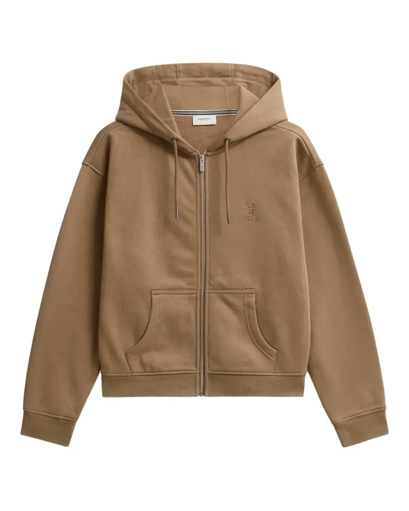 Pringle of Scotland logo-embroidered zip-up hoodie - Braun Braun