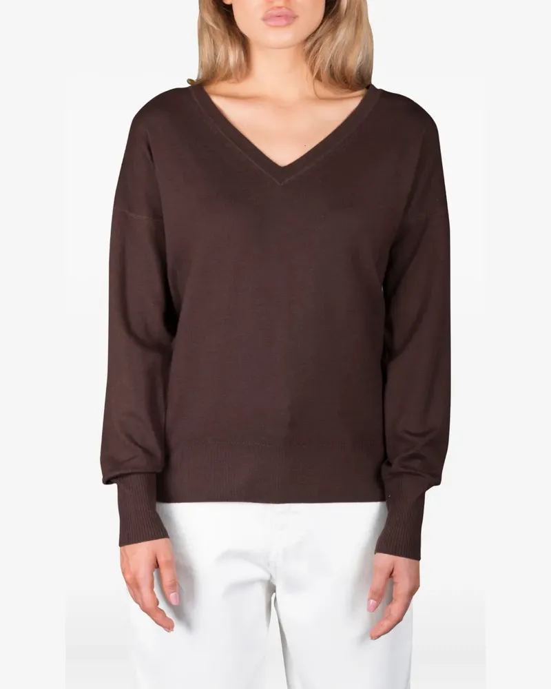 MOORER Pullover mit V-Ausschnitt - Braun Braun