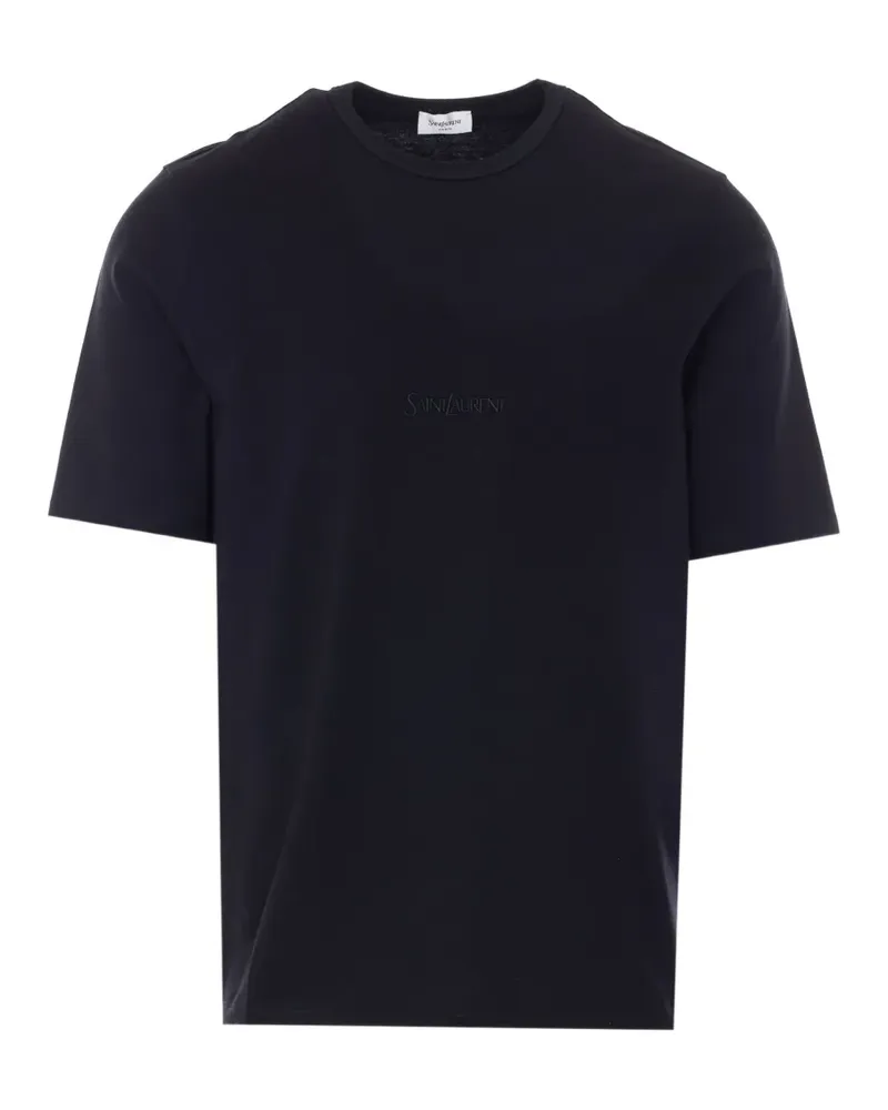 Saint Laurent T-Shirt mit Logo-Stickerei - Schwarz Schwarz