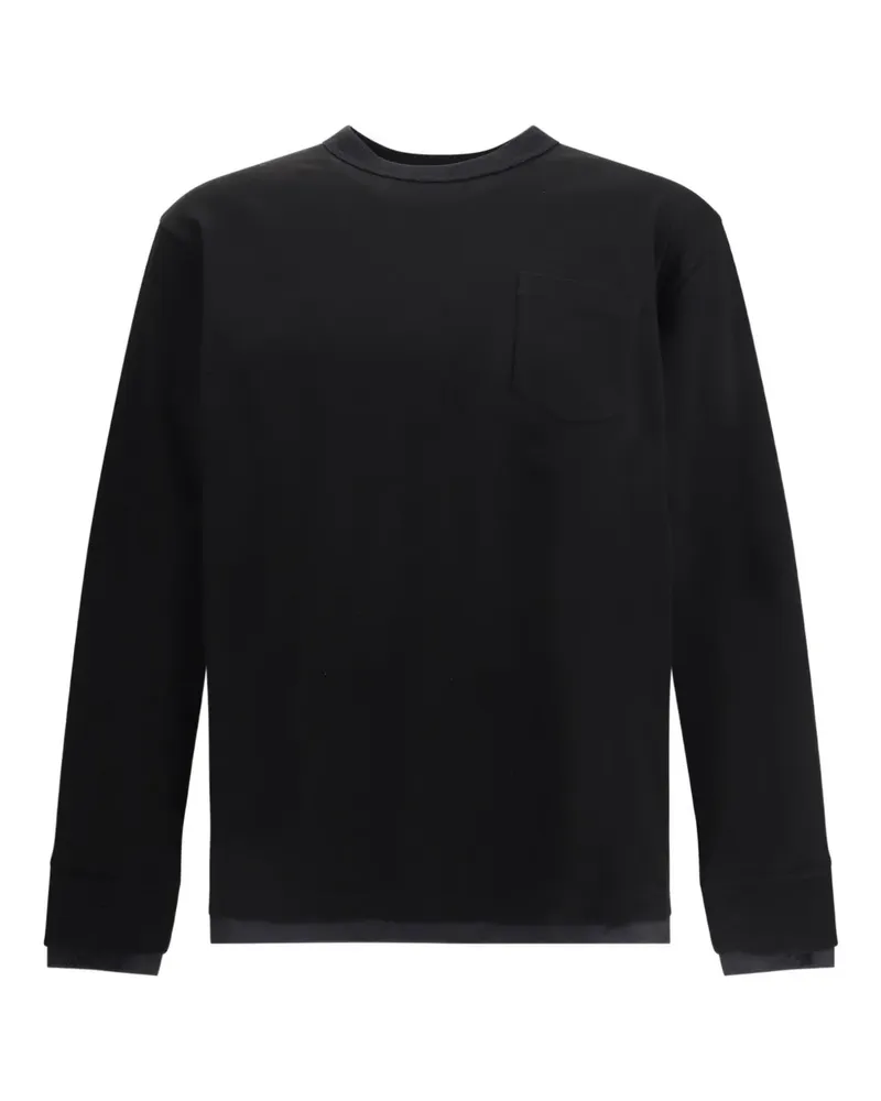 Sacai T-Shirt im Layering-Look mit Tasche - Schwarz Schwarz