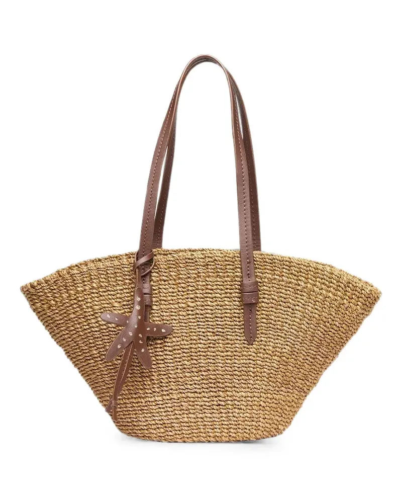 Poolside East West woven tote bag - Nude Nude