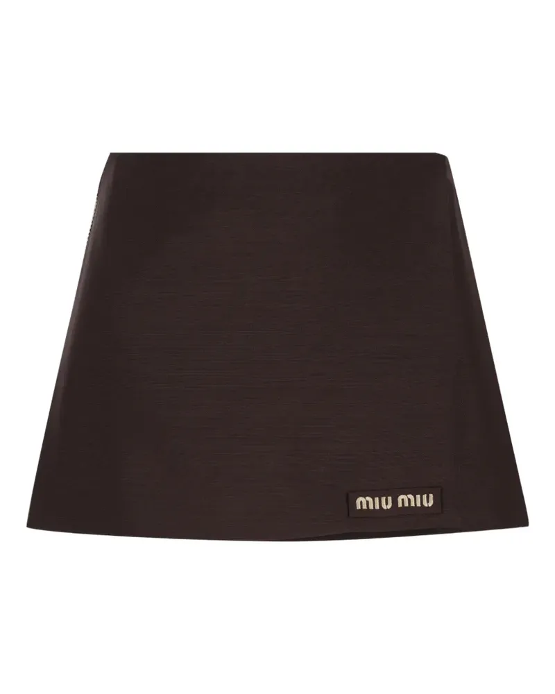 Miu Miu logo-patch wrap skirt - Braun Braun