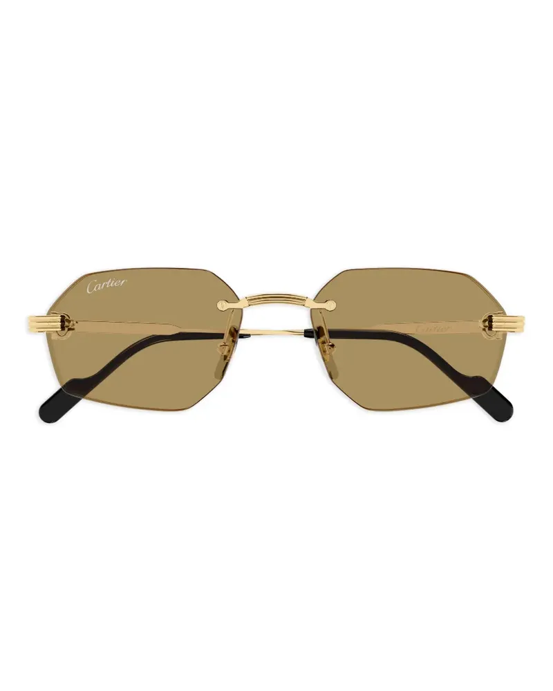 Cartier rimless geometric-frame sunglasses - Gold Gold