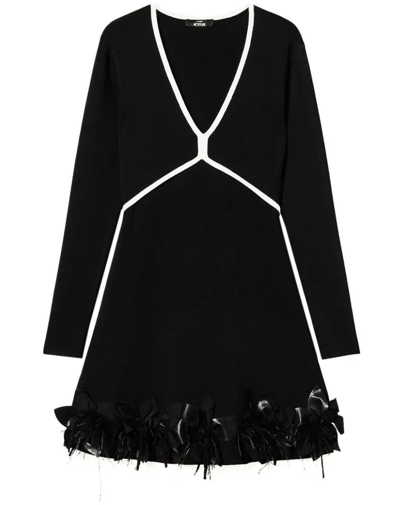 Twin-Set Minikleid mit Federn - Schwarz Schwarz